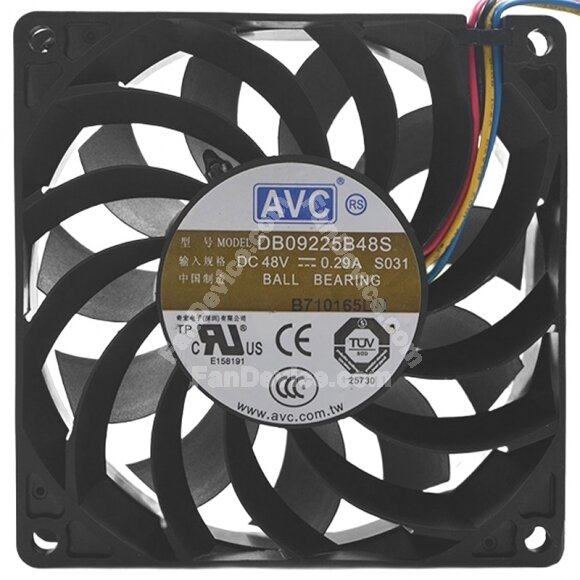 AVC DB09225B48S DC 48V 0.29A 4 Wires Ball Bearing Axial Cooling Fan