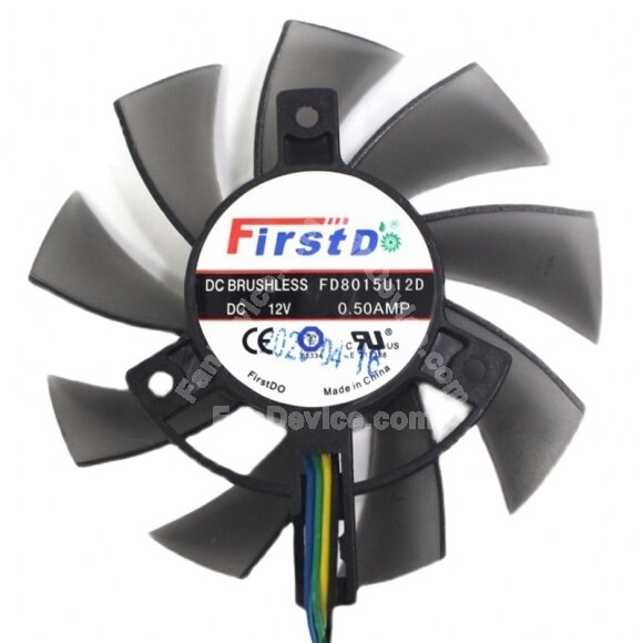 Firstd FD8015U12D DC 12V 0.50AMP 4 Wires Brushless Axial Cooling Fan
