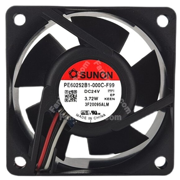 Sunon PE60252B1-000C-F99 DC 24V 3.72W 3 Wires Axial Cooling Fan
