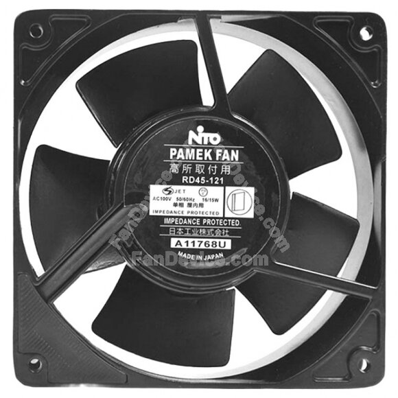 NTO RD45-121 AC 100V 16/15W Impedance Protected Axial Cooling Fan