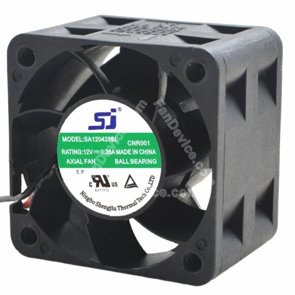 SJ SA120428BL DC 12V 0.36A 2 Wires Ball Bearing Axial Cooling Fan
