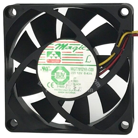 Magic MGT7012YR-O20 DC 12V 0.43A 2 Wires / 3 Wires Axial Cooling Fan