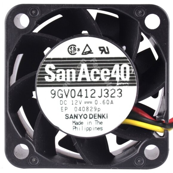 Sanyo Denki 9GV0412J323 DC 12V 0.60A 3 Wires 4028 Axial Cooling Fan