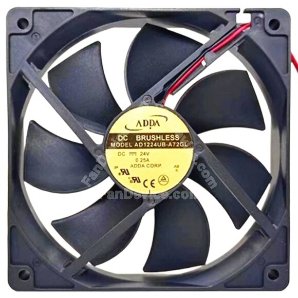 ADDA AD1224UB-A72GL 24V 0.25A 2 Wires 12025 DC Brushless Axial Fan
