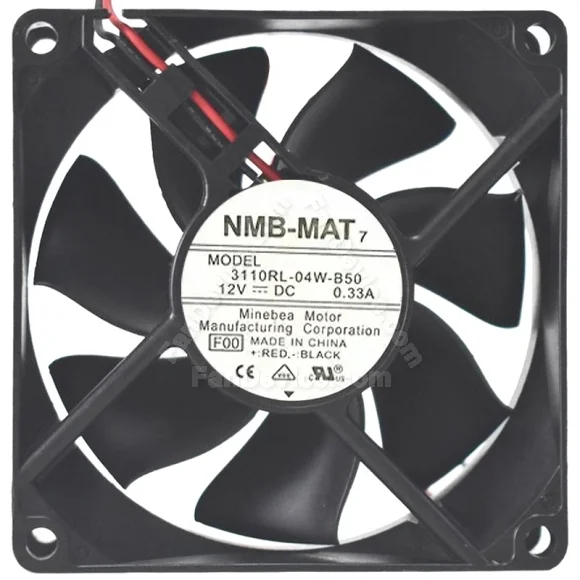 NMB-MAT 3110RL-04W-B50 DC 12V 0.33A 2 Wires Axial Cooling Fan