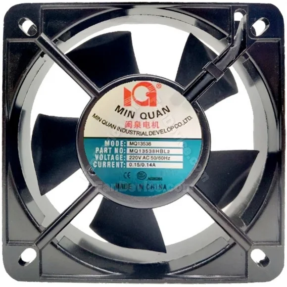 MIN QUAN MQ13538HBL2 220V 0.15/0.14A 2 Wires Axial Cooling Fan