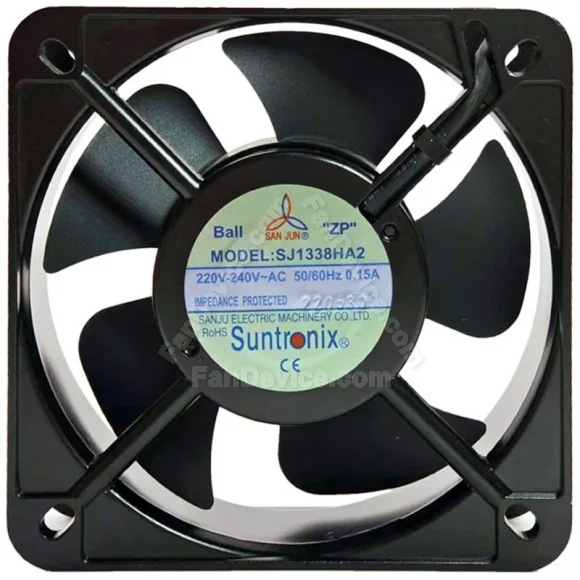 SAN JUN SJ1338HA2 220V-240V 0.15A Impedance Protected Ball Bearing Cooling Fan
