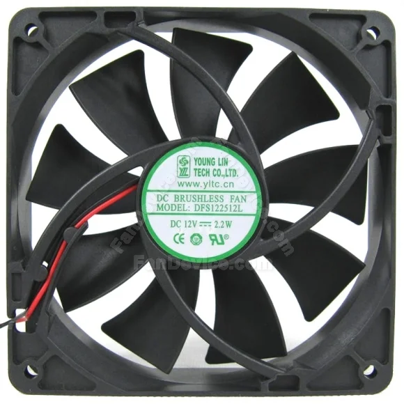 YOUNG LIN DFS122512L 12V 2.2W DC Brushless 2 Wires Axial Cooling Fan