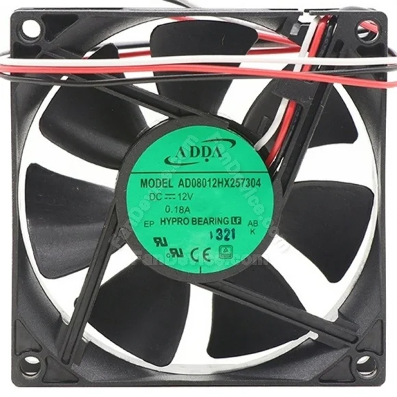 ADDA AD08012HX257304 DC 12V 0.18A 3 Wires HYPRO Bearing Cooling Fan