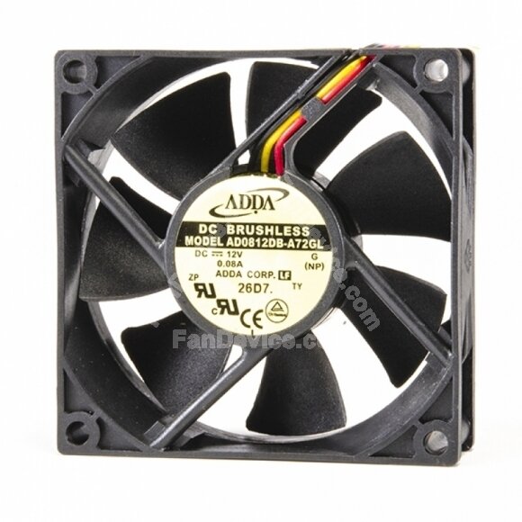 ADDA AD0812DB-A72GL DC 12V 0.08A 2 Wires / 3 Wires Axial Cooling Fan
