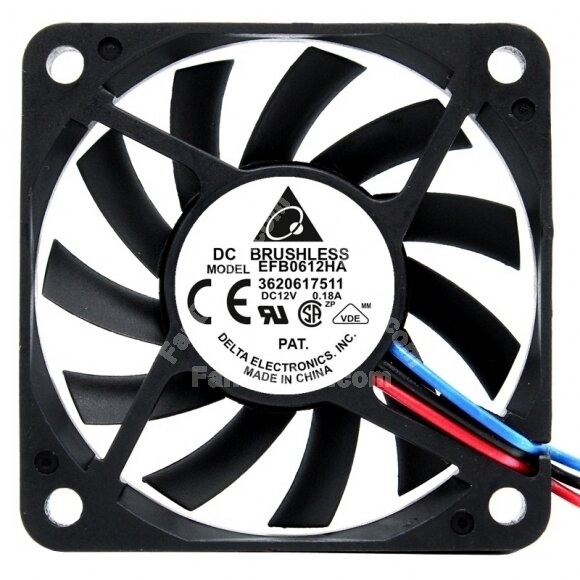 Delta EFB0612HA DC 12V 0.18A 2 Wires / 3 Wires Axial Cooling Fan