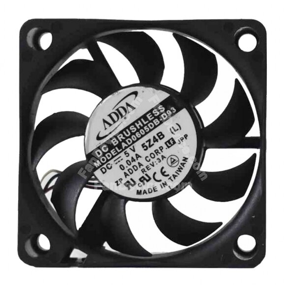 ADDA AD0605DB-D93 DC 5V 0.04A 6015 Axial Brushless Cooling Fan