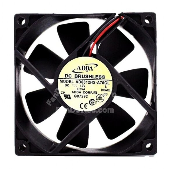 ADDA AD0812HS-A70GL DC 12V 0.25A 2 Wires Axial Cooling Fan