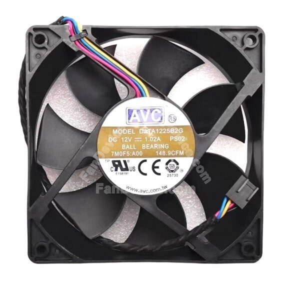 AVC DATA1225B2G DC 12V 1.02A 2 Wires / 3 Wires / 4 Wires Axial Cooling Fan