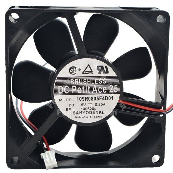 Sanyo Denki 109R0805F4D01 DC 5V 0.25A 8025 Axial Brushless Cooling Fan