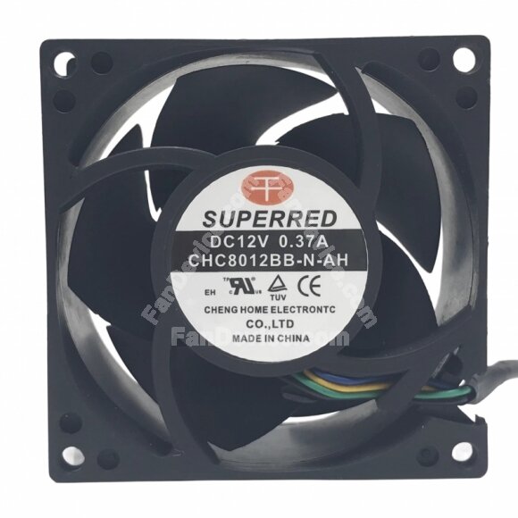 SuperRed CHC8012BB-N-AH DC 12V 0.37A 8038 Axial Cooling Fan