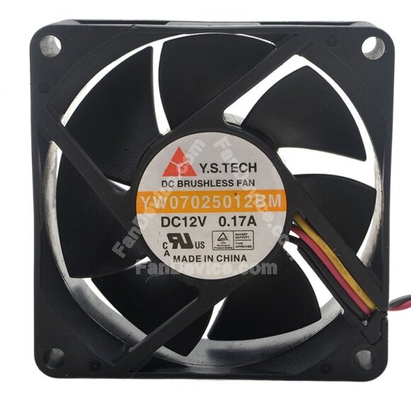 Y.S.TECH YW07025012BM DC 12V 0.17A 7025 Axial Brushless Cooling Fan