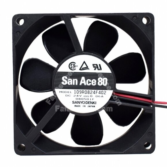 Sanyo Denki 109R0824F402 DC 24V 0.06A 2 Wires Axial Cooling Fan