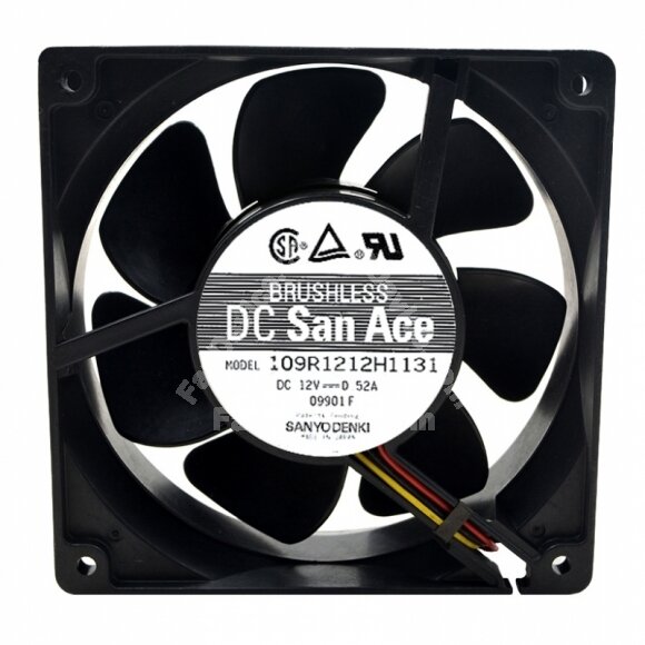 Sanyo Denki 109R1212H1131 DC 12V 0.52A 3 Wires Axial Cooling Fan