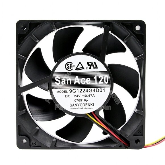 Sanyo Denki 9G1224G4D01 DC 24V 0.47A 2 Wires / 3 Wires Axial Cooling Fan