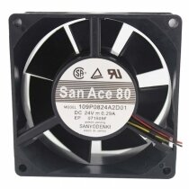 Sanyo Denki 109P0824A2D01 DC 24V 0.29A 2 Wires / 3 Wires Axial Cooling Fan