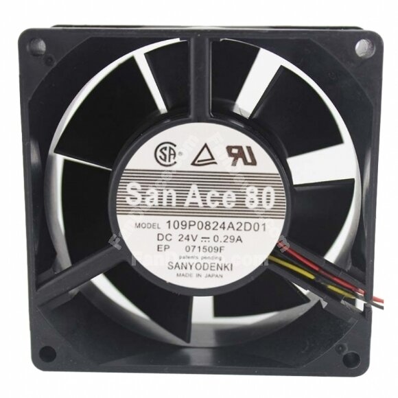 Sanyo Denki 109P0824A2D01 DC 24V 0.29A 2 Wires / 3 Wires Axial Cooling Fan