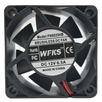WFKS FN6025HB DC 12V 0.5A 2 Wires Axial Cooling Fan
