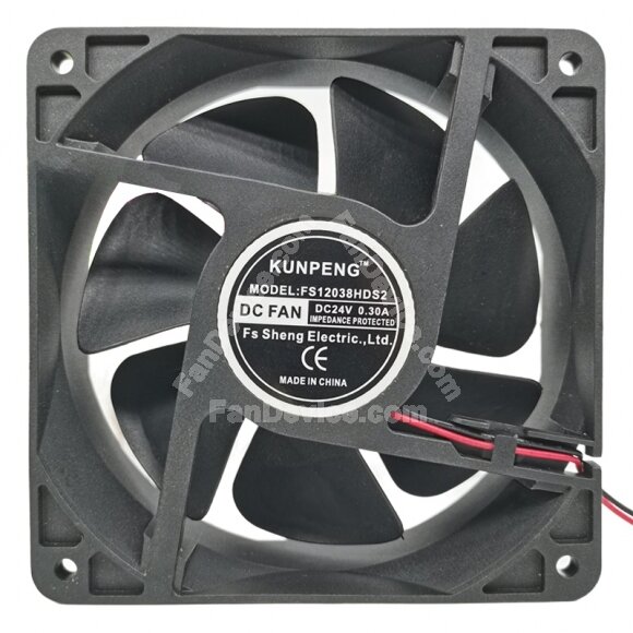 KUNPENG FS12038HDS2 DC 24V 0.30A 2 Wires Impedance Protected Axial Cooling Fan