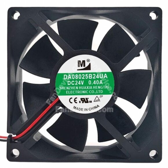 YM DA08025B24UA DC 24V 0.40A 2 Wires Axial Cooling Fan
